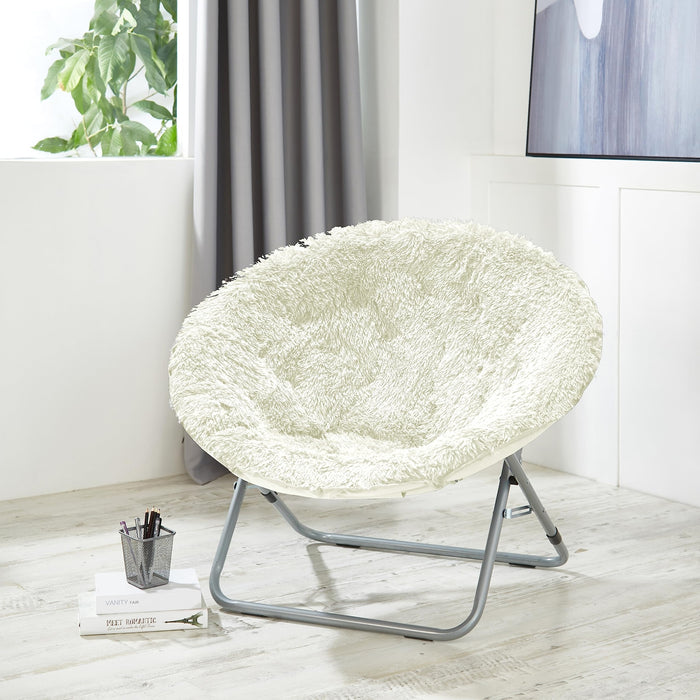 Urban Lifestyle Oversized Mongolian Faux Fur Saucer Chair, White - new