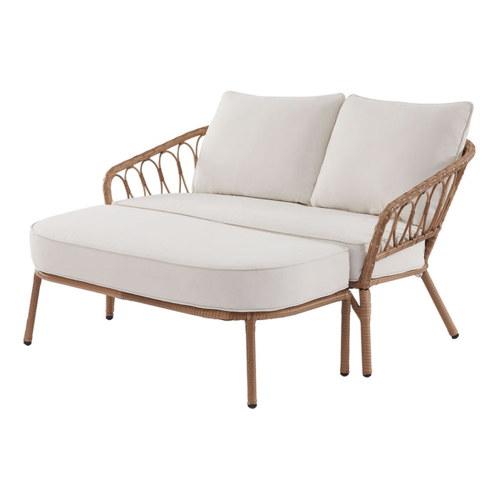 Better Homes & Gardens Willow Sage All-Weather Wicker Outdoor Loveseat and Ottoman Set, Beige - new