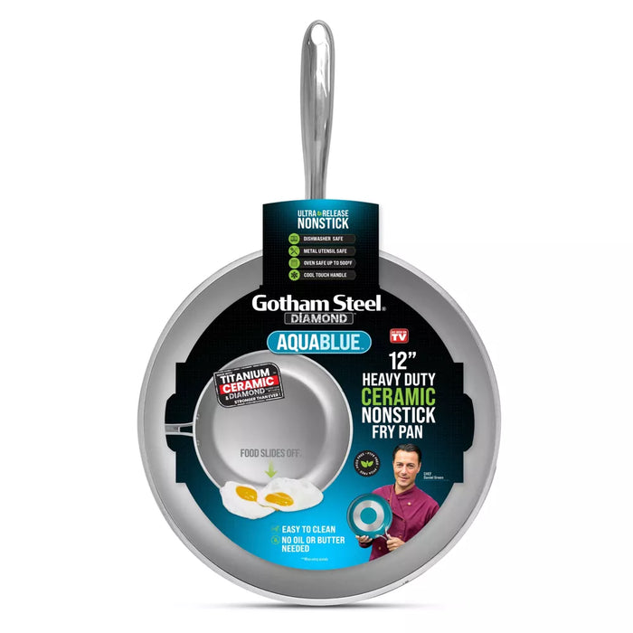 Gotham Steel Aqua Blue 12" Nonstick Fry Pan with Stay Cool Handle - new