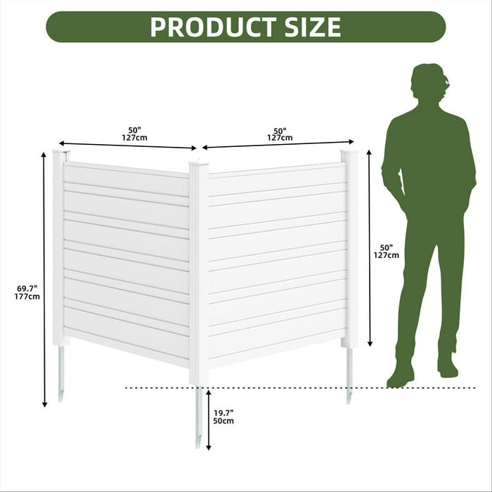 Uforic 50" x 50" Air Conditioner Privacy Screen, Outdoor Trash Can Enclosure with Metal Stakes, Pool Enclosure,2 Panels, White - open_box