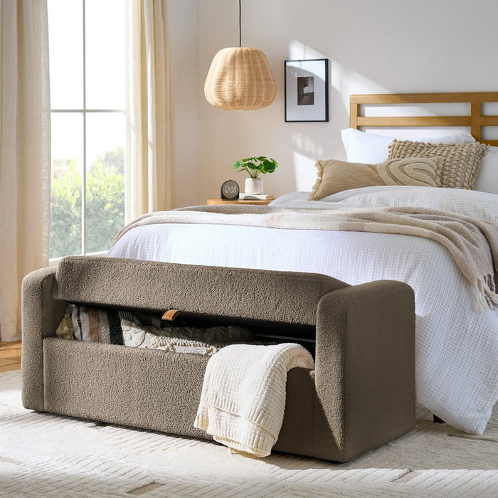 Better Homes & Gardens Springwood 55.12" Storage Bench, Truffle Brown - open_box