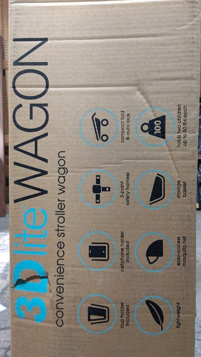 Summer Infant 3Dlite Wagon Convenience Lightweight Stroller for Infants, Accommodates up to 50 Pounds and Holds 2 Children, Black/Gray - new