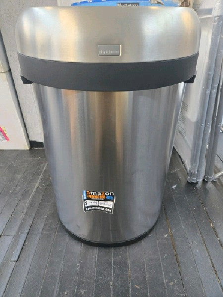 simplehuman 80 Liter / 21.1 Gallon Semi-Round Open Top Trash Can, Commercial Grade Heavy Gauge Brushed Stainless Steel - open_box