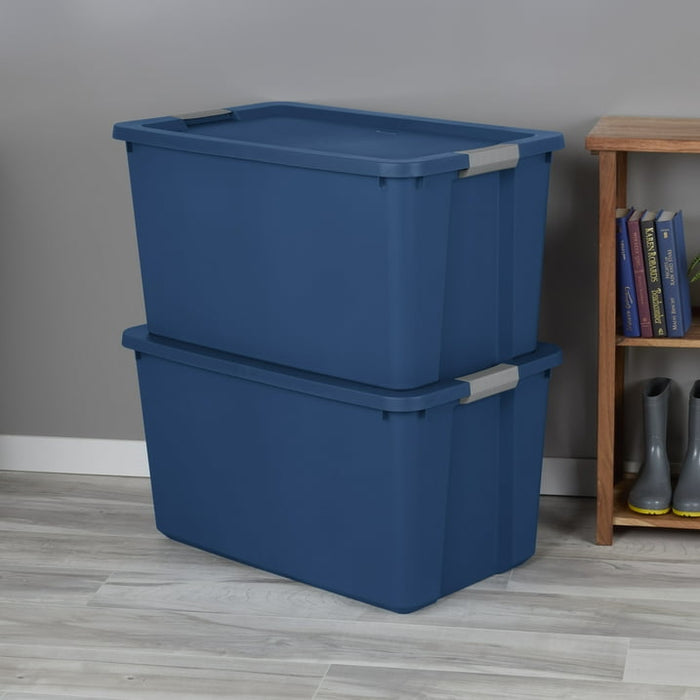 Sterilite Extra Large Storage Bin, 34 Gallon Plastic Storage Container with Latch Lid, Blue - new