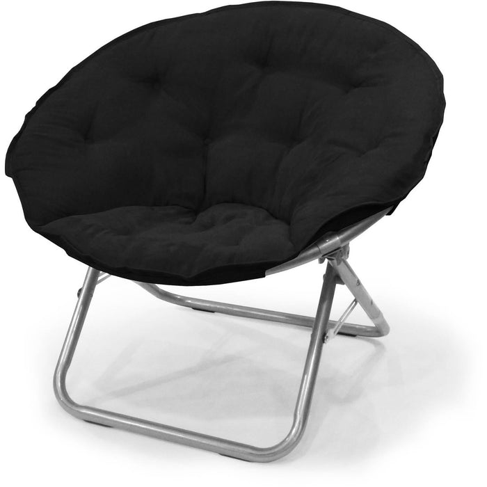 Mainstays Large Super Soft Microsuede 30" Adult Saucer Chair, Black - new