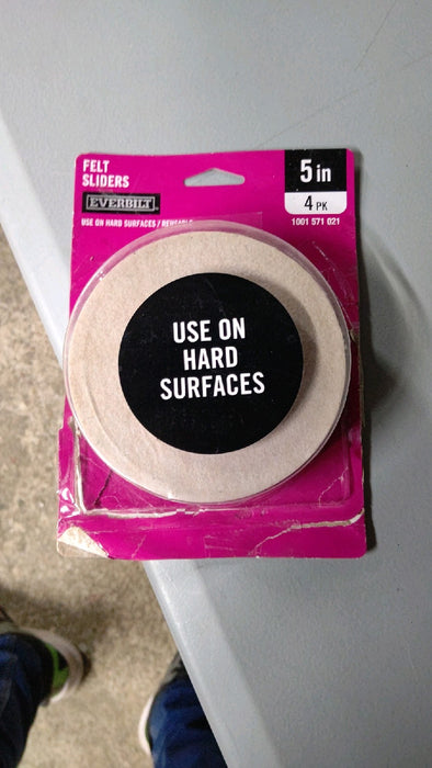 (4-Pk) Everbilt Furniture Slider Pads Round Felt Heavy Duty Beige & Black 5" - open_box