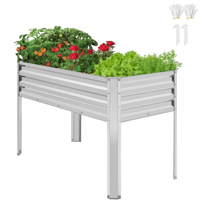 TrumanPick Galvanized Raised Garden Bed with Legs 4x2x3ft for Backyard Patio Balcony, 800lb Capacity - new