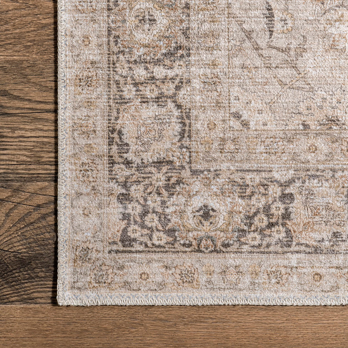 Rugs USA x Lauren Liess Bayberry Vintage Machine Washable Area Rug - 3x5 Machine Washable Accent Rug Oriental & Persian Sand for Living Room Bedroom Dining Room Entryway Kitchen - open_box