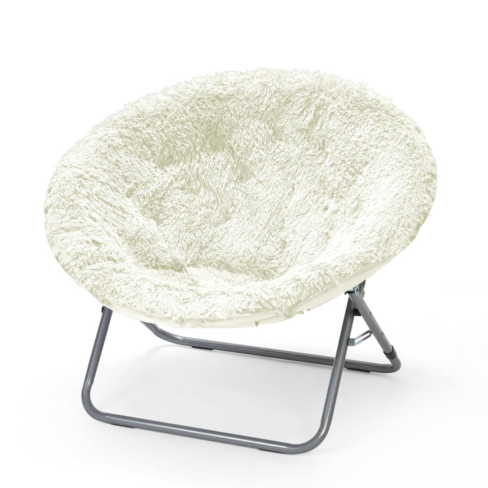 Urban Lifestyle Oversized Mongolian Faux Fur Saucer Chair, White - new