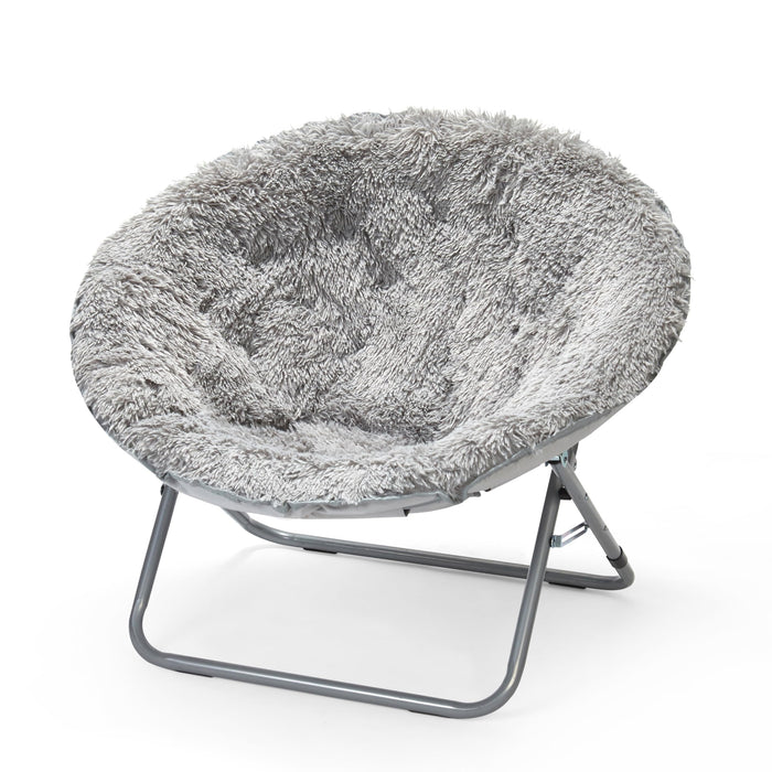 Urban Lifestyle Oversized Mongolian Faux Fur Saucer Chair, White - new