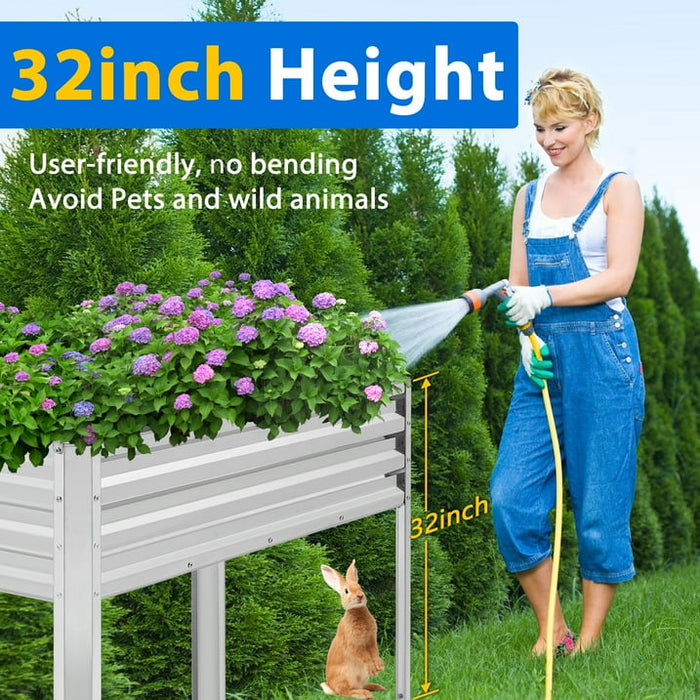 TrumanPick Galvanized Raised Garden Bed with Legs 4x2x3ft for Backyard Patio Balcony, 800lb Capacity - new