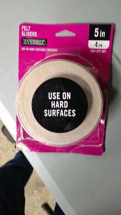 (4-Pk) Everbilt Furniture Slider Pads Round Felt Heavy Duty Beige & Black 5" - open_box