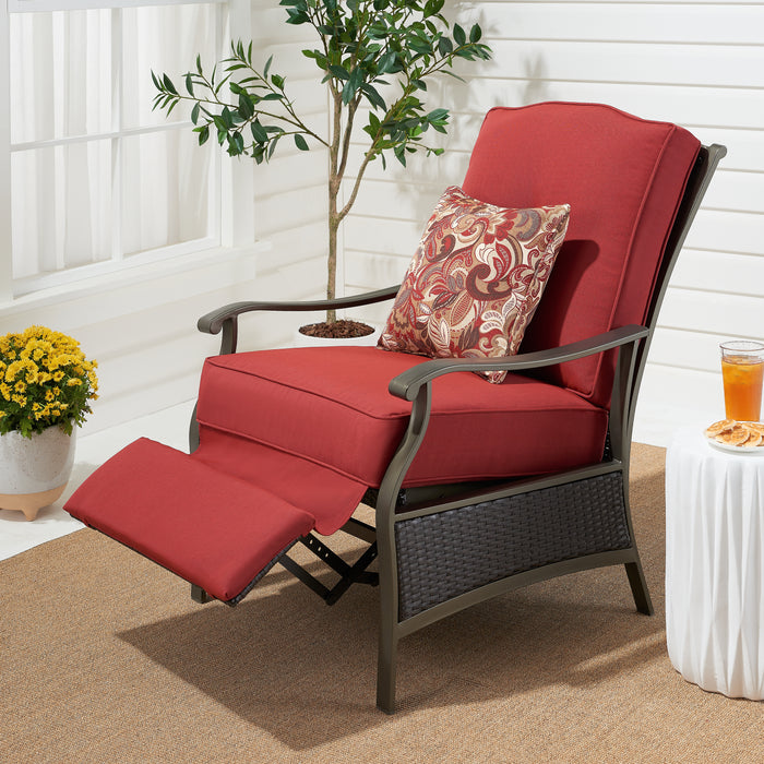 Better Homes and Gardens Providence Outdoor Recliner, Red - open_box