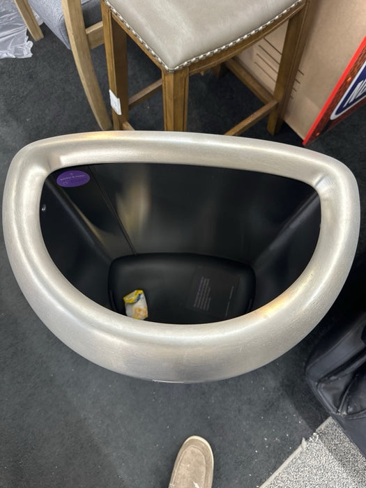 simplehuman 80 Liter / 21.1 Gallon Semi-Round Open Top Trash Can, Commercial Grade Heavy Gauge Brushed Stainless Steel - open_box