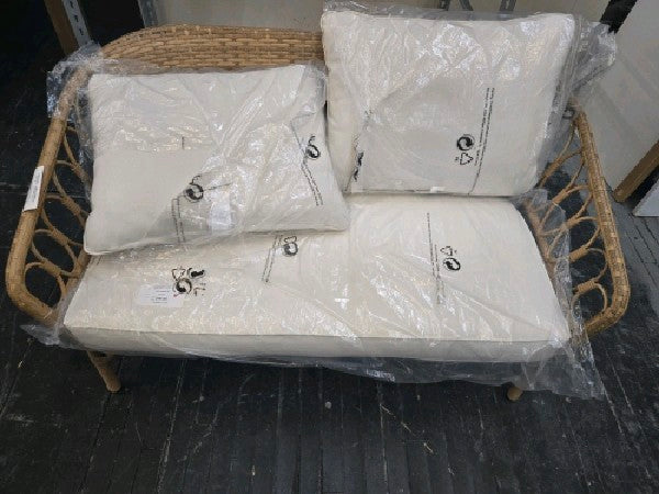 Better Homes & Gardens Willow Sage All-Weather Wicker Outdoor Loveseat and Ottoman Set, Beige - new