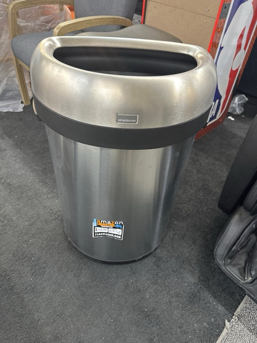 simplehuman 80 Liter / 21.1 Gallon Semi-Round Open Top Trash Can, Commercial Grade Heavy Gauge Brushed Stainless Steel - open_box