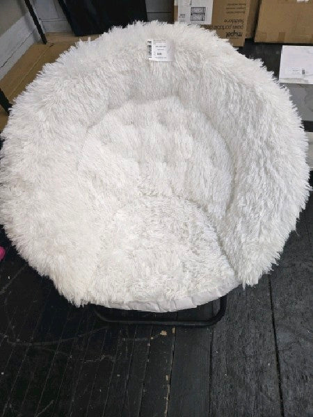 Urban Lifestyle Oversized Mongolian Faux Fur Saucer Chair, White - new