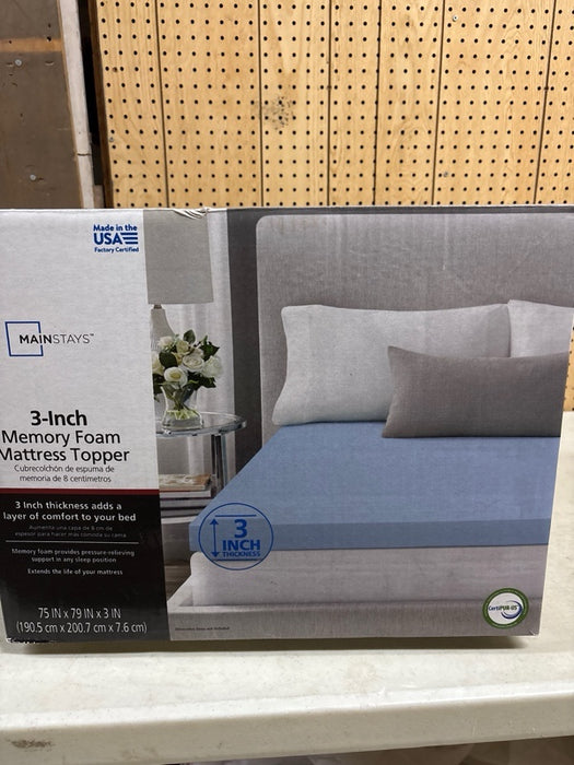 Mainstays 3" Memory Foam Mattress Topper, King - new