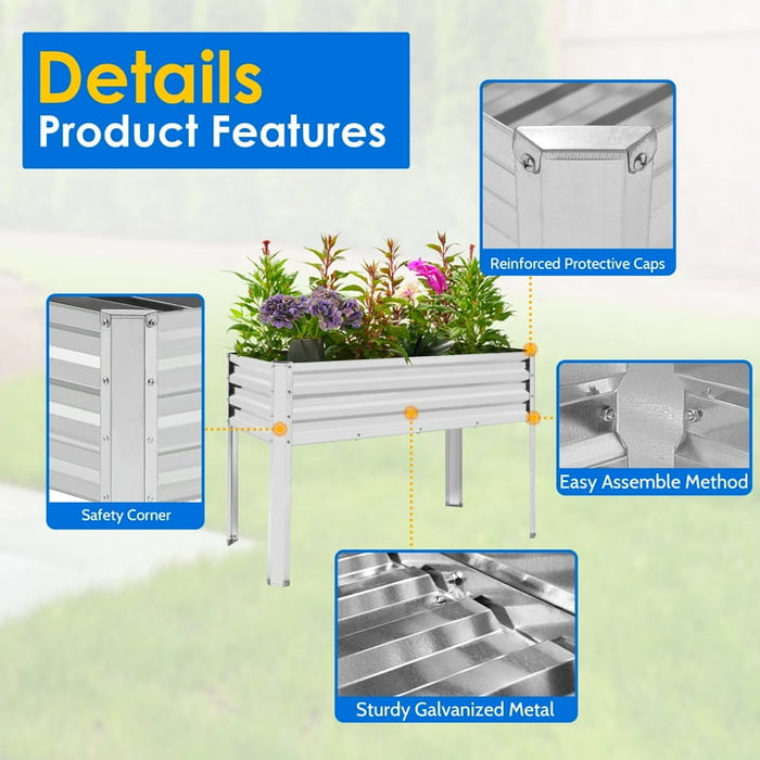 TrumanPick Galvanized Raised Garden Bed with Legs 4x2x3ft for Backyard Patio Balcony, 800lb Capacity - new
