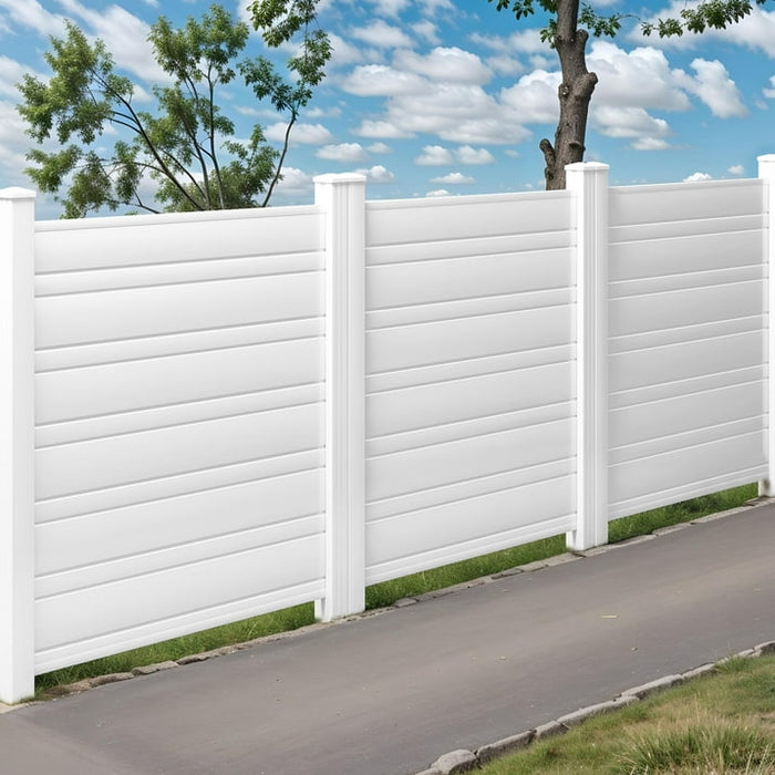 Uforic 50" x 50" Air Conditioner Privacy Screen, Outdoor Trash Can Enclosure with Metal Stakes, Pool Enclosure,2 Panels, White - open_box