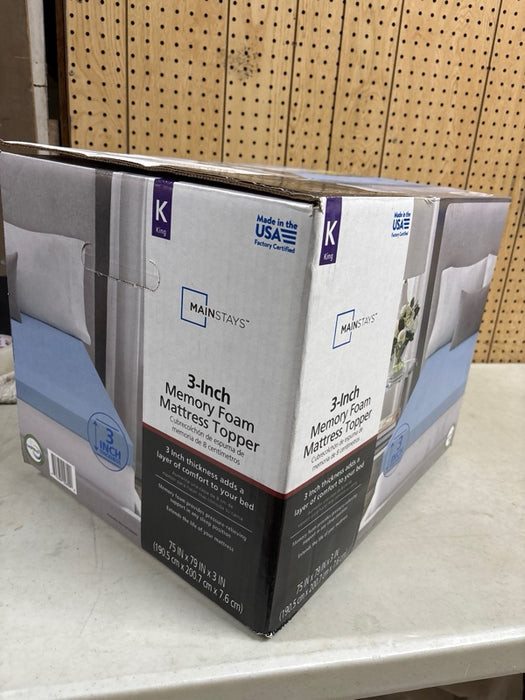 Mainstays 3" Memory Foam Mattress Topper, King - new