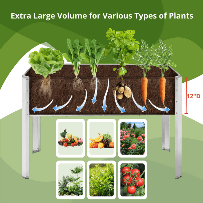 TrumanPick Galvanized Raised Garden Bed with Legs 4x2x3ft for Backyard Patio Balcony, 800lb Capacity - new