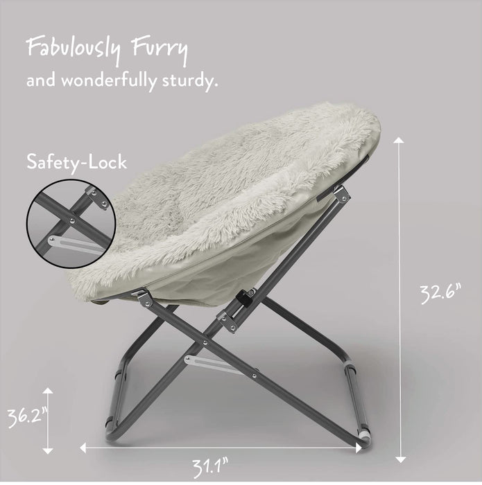 Urban Lifestyle Oversized Mongolian Faux Fur Saucer Chair, White - new