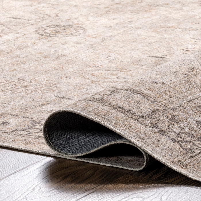 Rugs USA x Lauren Liess Bayberry Vintage Machine Washable Area Rug - 3x5 Machine Washable Accent Rug Oriental & Persian Sand for Living Room Bedroom Dining Room Entryway Kitchen - open_box