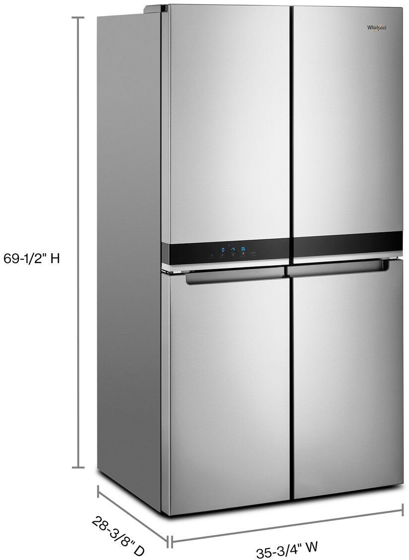 Whirlpool - 19.4 Cu. Ft. 4-Door French Door Counter-Depth Refrigerator with Flexible Organization Spaces - Stainless Steel - display_model