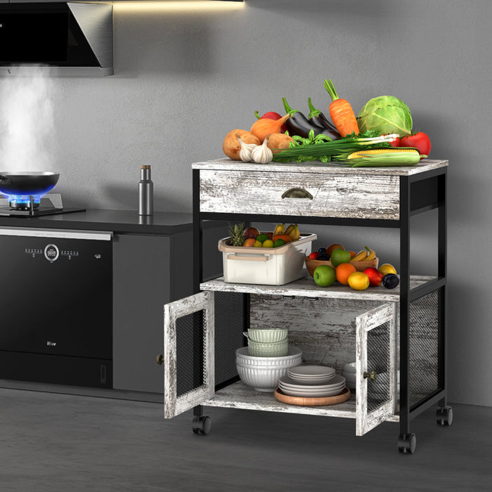 3 Tiers Kitchen Coffee Cart With Drawer - new