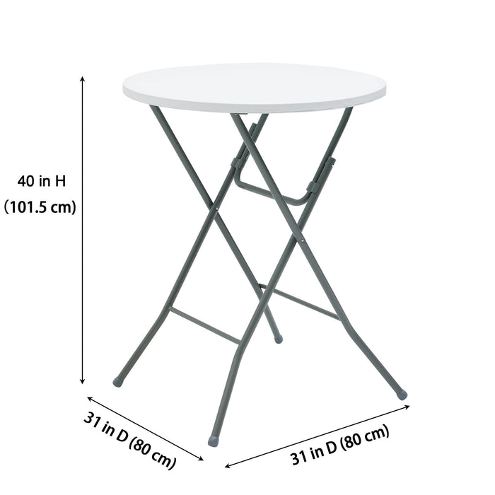 Mainstays 31" Round High-Top Folding Table, White - new