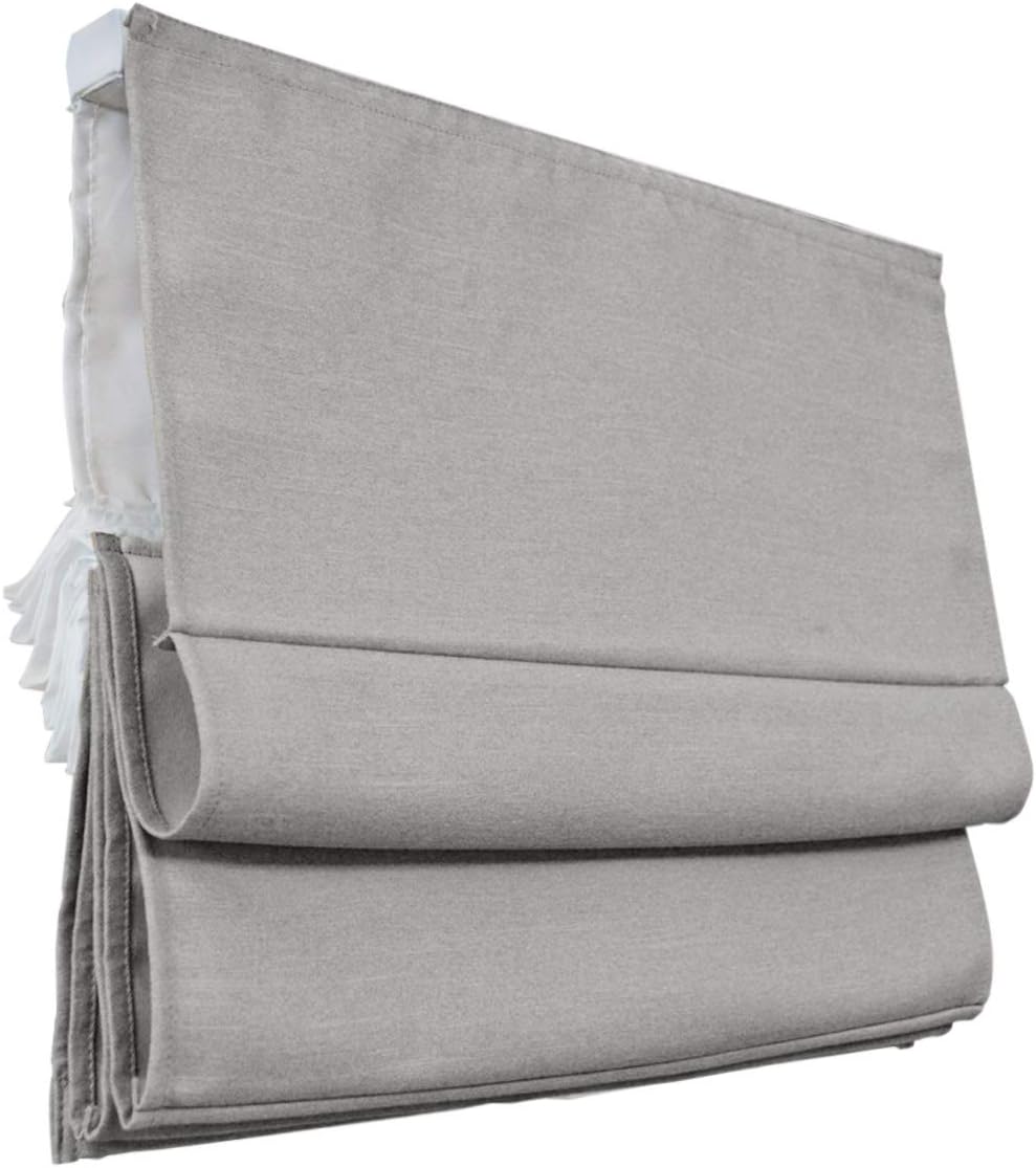 CHICOLOGY, Window Treatments, Roman Shades, Polyester Fabric Plastic Metal Steel, Del Mar Pearl Grey (Blackout), 29