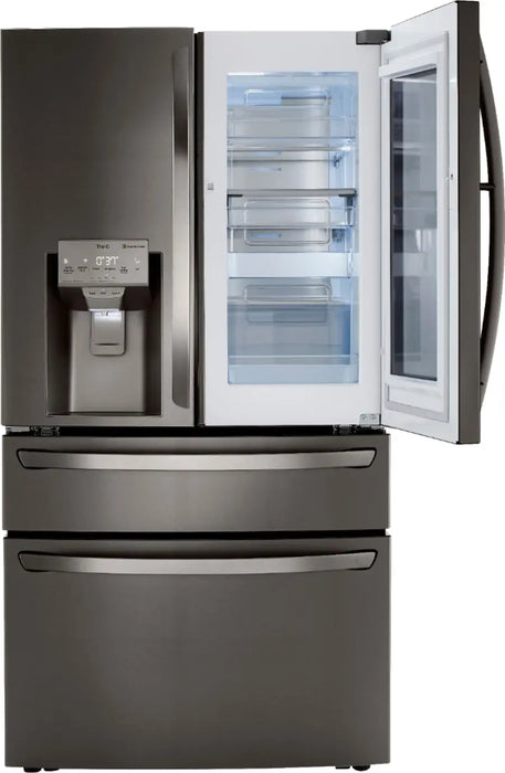 LG - 22.5 Cu. Ft. 4-Door French Door-in-Door Counter-Depth Smart Refrigerator with Craft Ice - PrintProof Black Stainless Steel - open_box