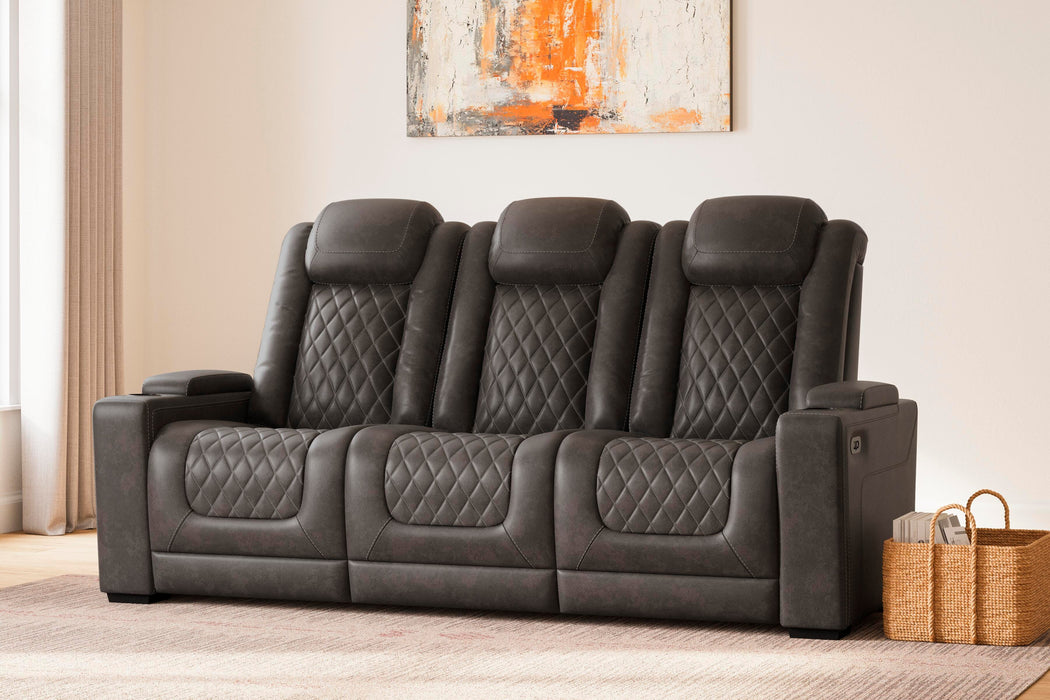 HyllMont Gray PWR REC Sofa with ADJ Headrest