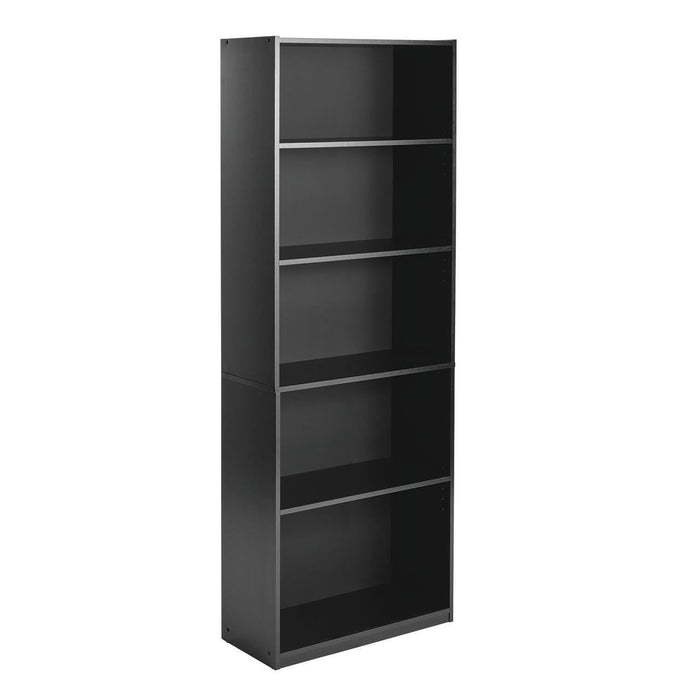 Mainstays 5-Shelf Bookcase with Adjustable Shelves, True Black Oak - new