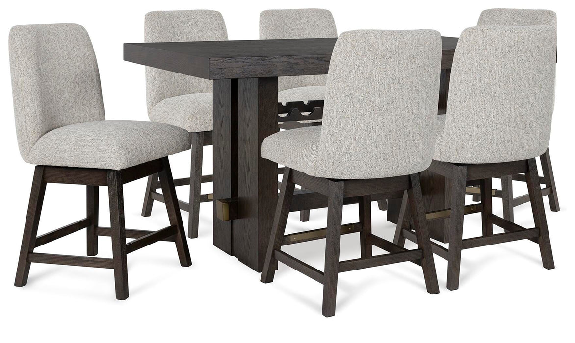 Burkhaus Dark Brown Burkhaus Counter Height Dining Table and 6 Barstools