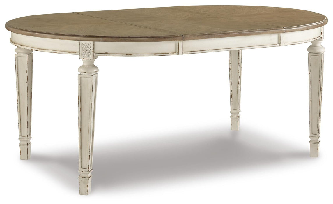 Realyn Chipped White Oval Dining Room EXT Table