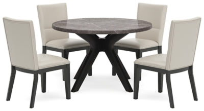 Glinari Taupe/Black Glinari Dining Table and 4 Chairs