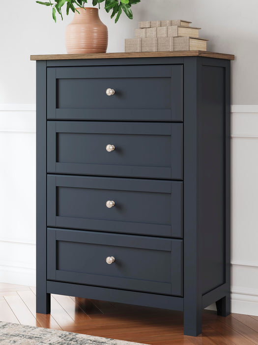 Landocken Brown/Blue Four Drawer Chest