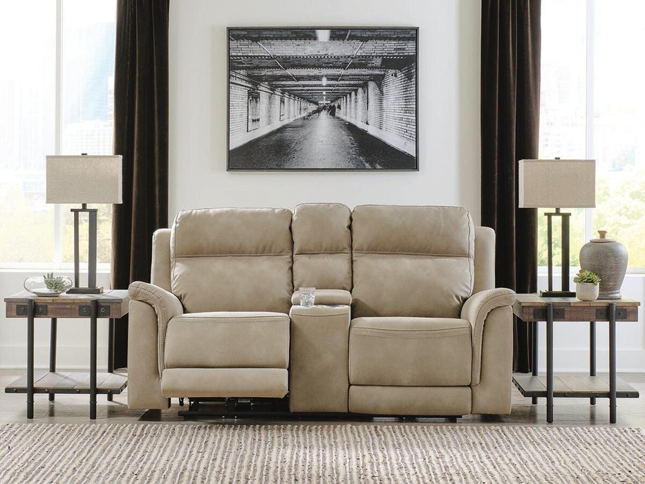 Next-Gen Durapella Sand Next-Gen Durapella Power Reclining Loveseat with Console