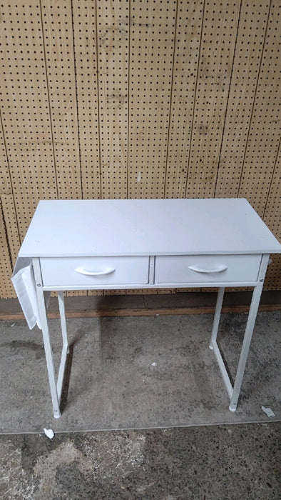 Gianna 32 Inch Desk with 2 Drawers Home Office Computer PC Table with Fabric Storage Bag, Study Writing Wood Deskboard for Small Spaces,White - open_box