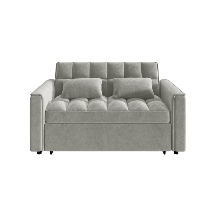 Rophefx 3-in-1 Pull Out Sofa Bed, Futon Sofa, Convertible Velvet Sleeper Chair Bed for Living Room, Light Grey - new