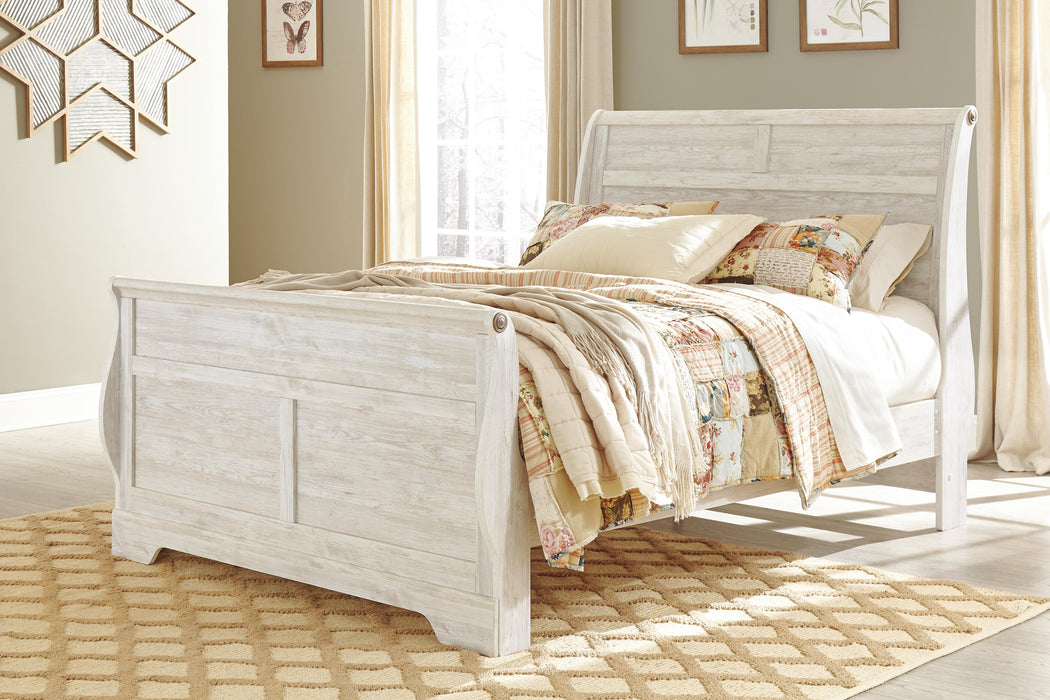 Willowton Whitewash Sleigh Bedroom Collection