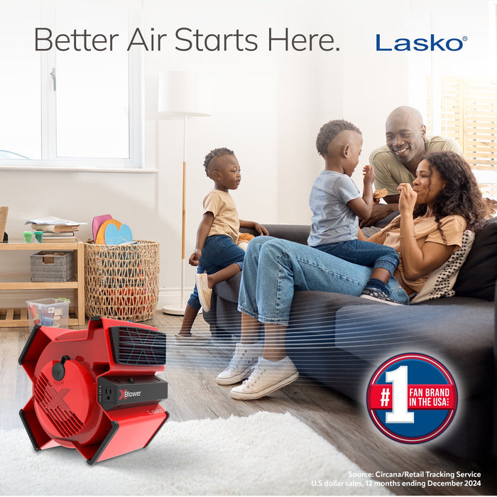 Lasko 11" X-Blower Multi-Position Utility Blower Fan with USB Port, Red, X12900 - use_like_new