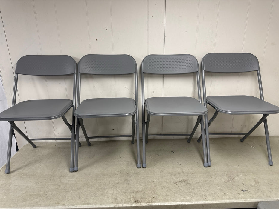 Mainstays 5 Piece Resin Card Folding Table and Four Folding Chairs Set, Gray - new