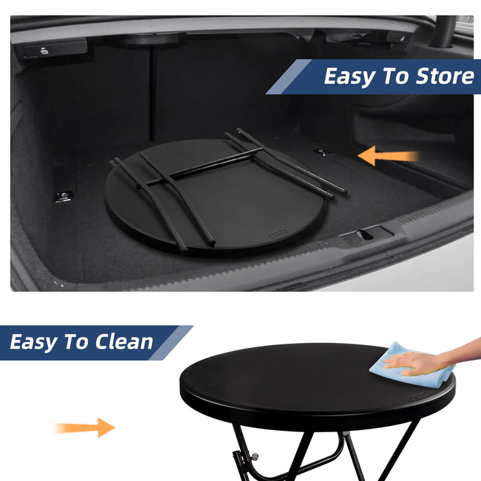 Byliable 32in Cocktail Table Folding High Top, Round Portable Plastic Bar Height Table for Parties,Patio,Dining Room, Banquet, Indoor Outdoor, Black - new