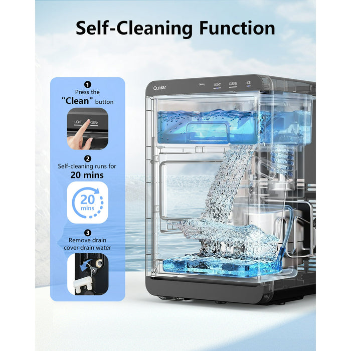 Qunler Nugget Ice Maker Countertop, 44lbs per Day Chewable Pebble Nugget Ice Machine with Touch Screen for Home, Kitchen, Office, Stainless Steel, Black - new