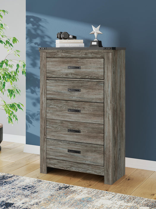 Frandern Gray Five Drawer Chest