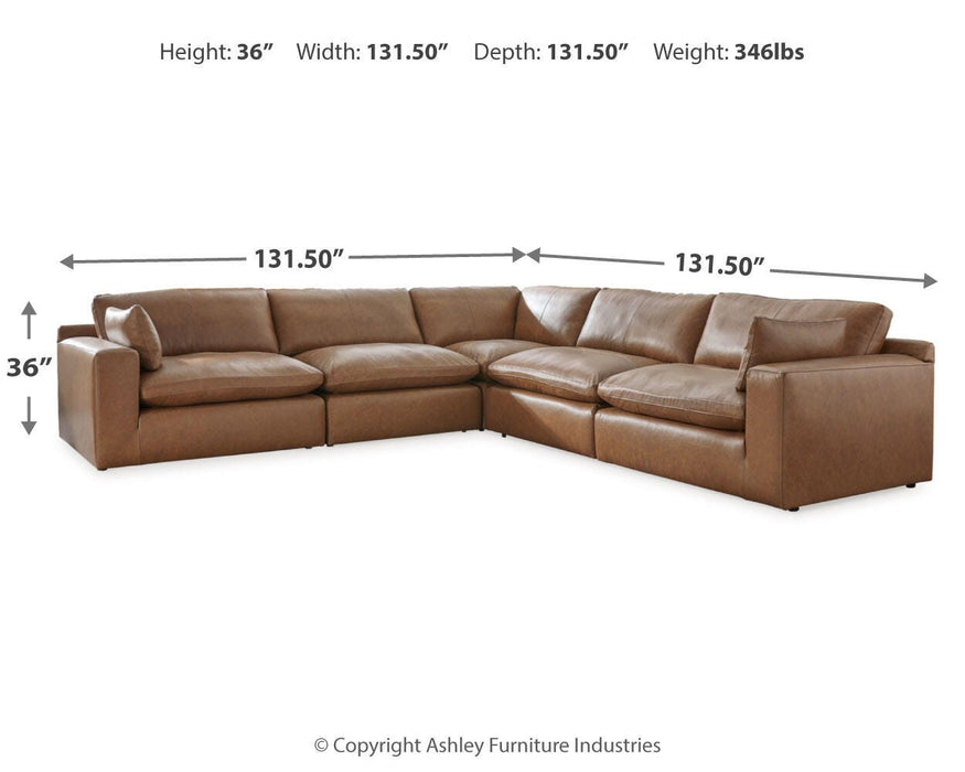 Emilia Caramel Emilia 5-Piece Sectional