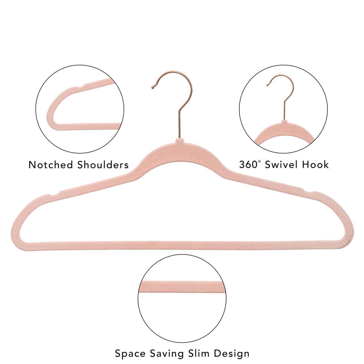 Better Homes & Gardens Non-Slip Velvet Clothing Hangers, 100 Pack, Pink, Space Saving - new